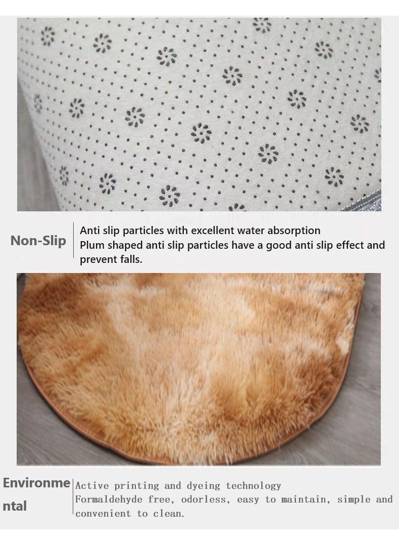 Bluejw 160 CM 1-Piece Bedroom Carpet Oval Brown Fluffy Khaki Rugs for Bedroom Living Room Throw Rug for Kids Room,Shag Hallway Runner Rug,Small Soft Shaggy Bedside Non-Slip Plush Nursery Dorm Carpet Home Decor Aesthetic - Image 5