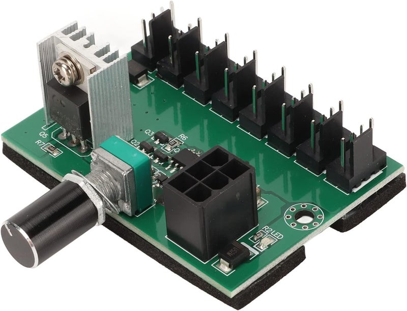 Kufoo 12V 8 Way Case Fan Speed Controller, PWM Fan Hub Controller, CPU Fan Hub PC Fan Controller for 4 Pin 3 Pin 2 Pin CPU Fans - Image 1