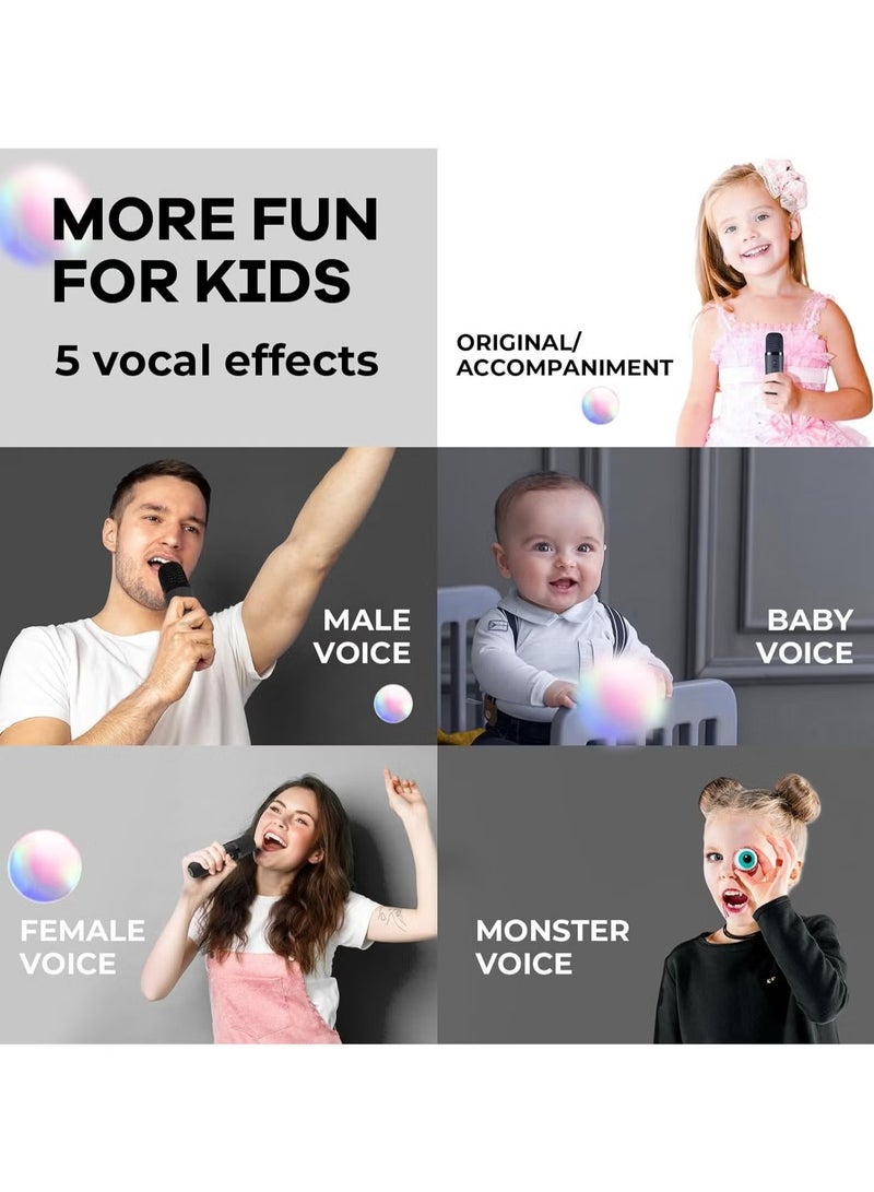 Colorful karaoke sound system, Karaoke Machine for Kids and Adults, Portable Mini Bluetooth Speaker with Wireless Microphone, Christmas Gift Toys with Colorful Lights (Black1 Microphone)  - Image 3
