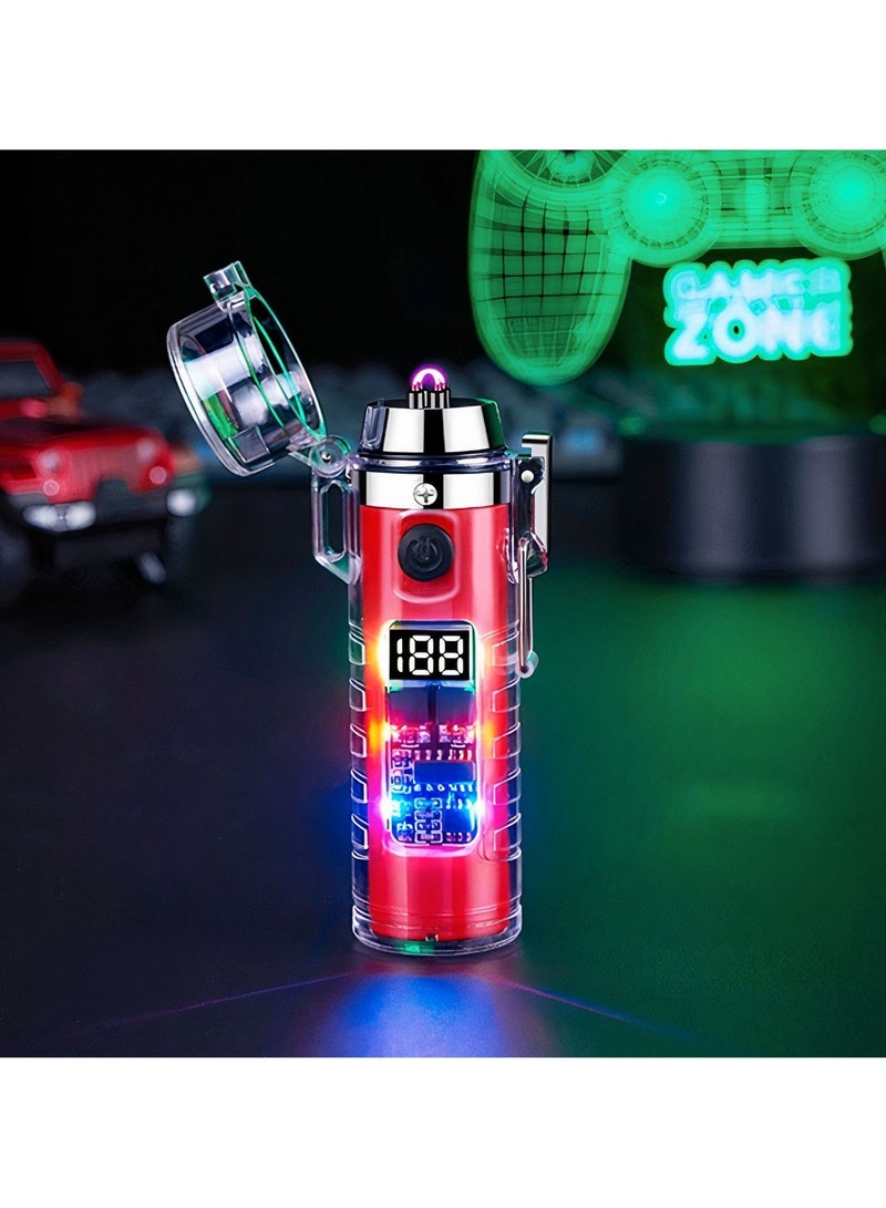 Fearlex Electric Dual Arc Lighter with Flashlight | Luminous Rechargeable Lighter with Colourful Transparent Shell | Torch Lighter with Lighting, Windproof and Waterproof - Image 2