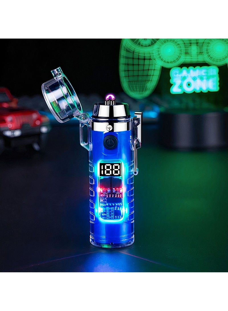 Fearlex Electric Dual Arc Lighter with Flashlight | Luminous Rechargeable Lighter with Colourful Transparent Shell | Torch Lighter with Lighting, Windproof and Waterproof - Image 3