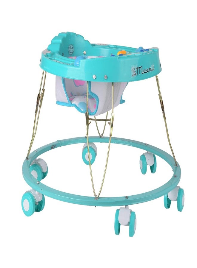 Maanit Walker with Foldable,Cushion Seat | Activity Walker for Baby with Musical Toy Bar | Walker Boys and Girls (Green)