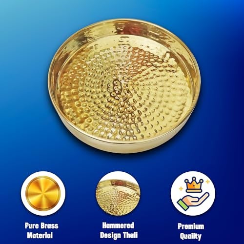 Pure Source India Pure Brass Hammered Thali – Traditional Indian Serving Plate for Pooja & Dining (6 Inch) - Image 4
