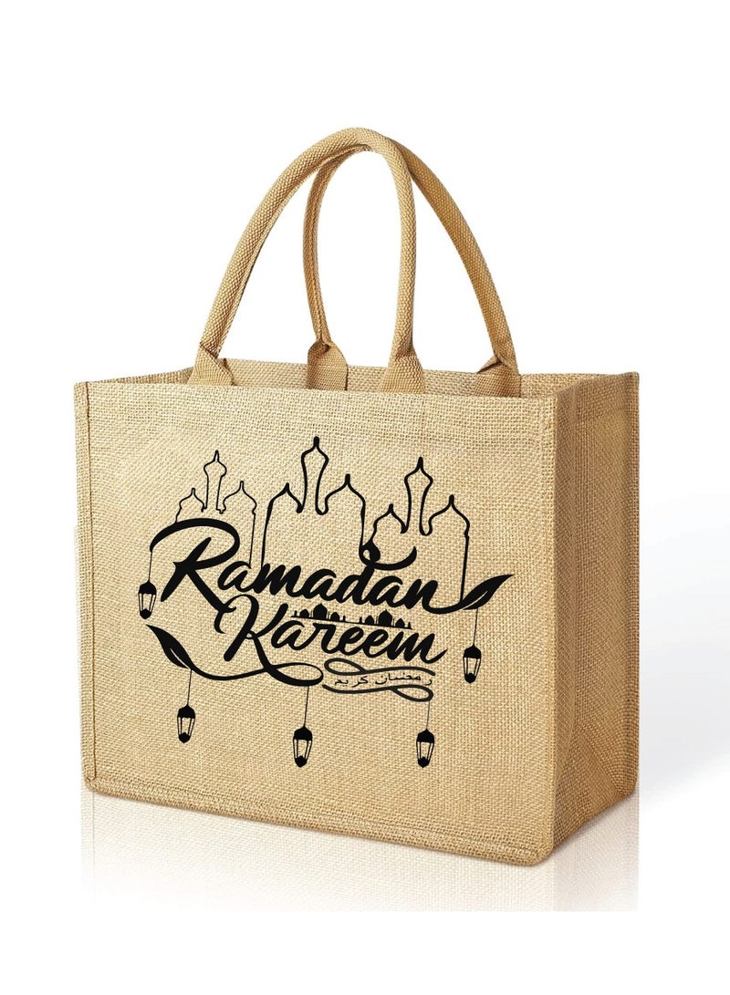 PRINTSHOP4ME Ramadan Mubarak Jute Bags - Eco-Friendly Jute Grocery Shopping Bags - Perfect for Shopping and Groceries Tote Bags - Image 1