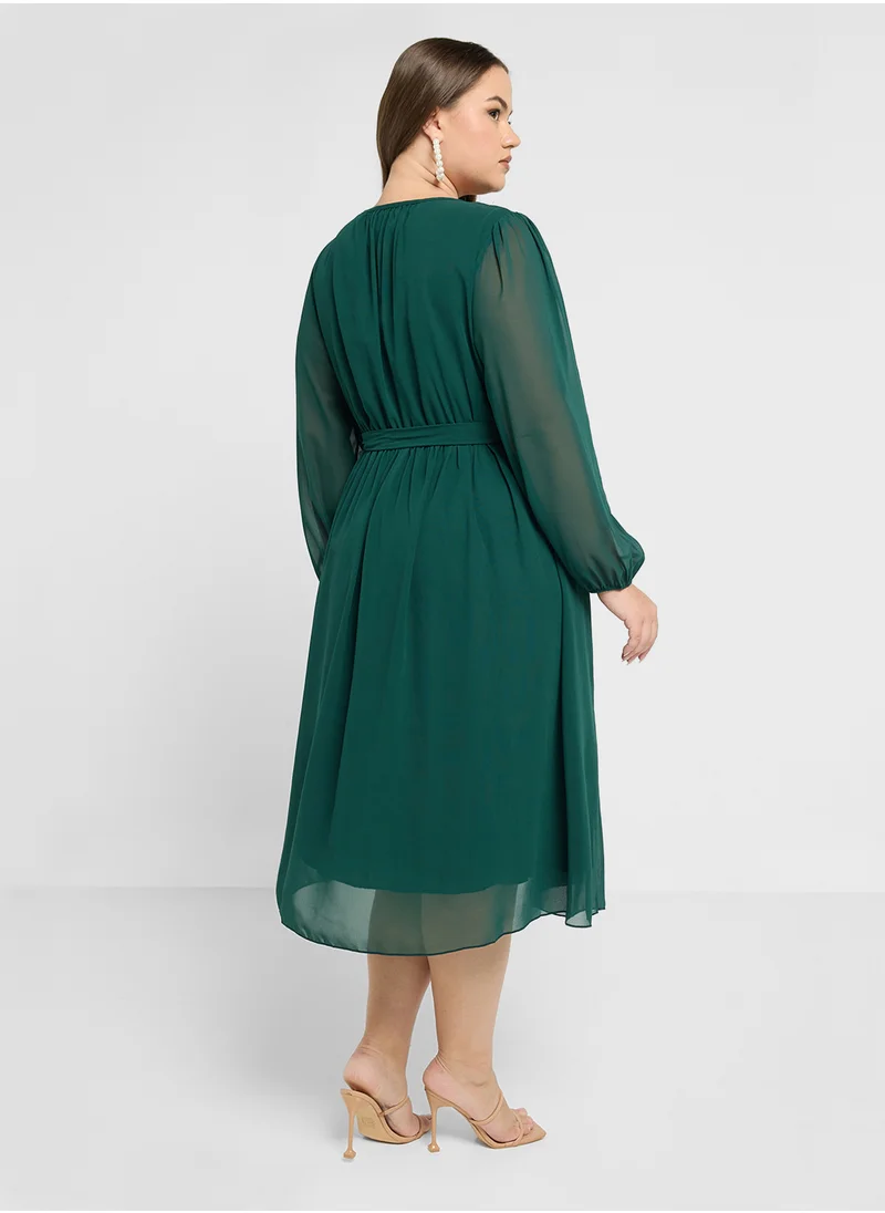 Ella Plus Puff Sleeve A-Line Dress