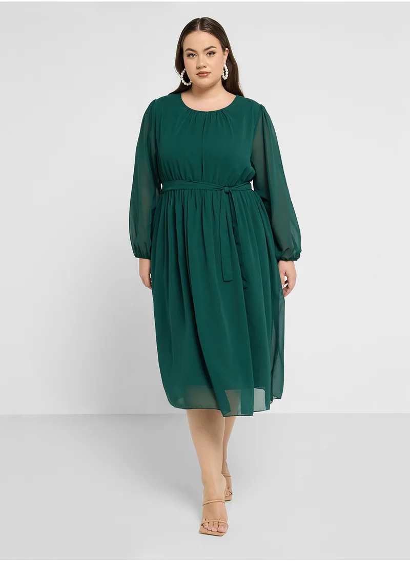 ايلا بلس Puff Sleeve A-Line Dress
