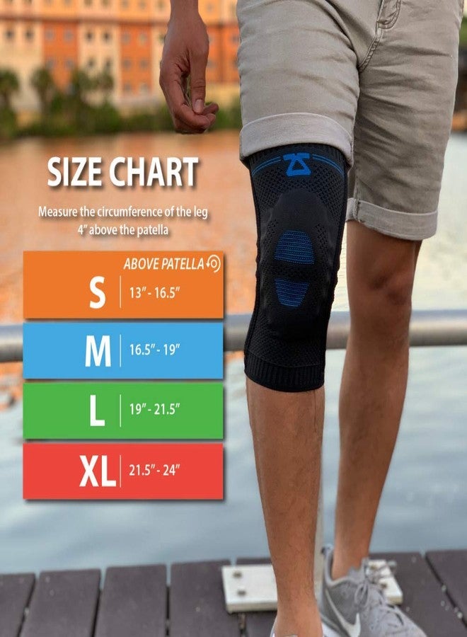Zensah Elite Knee Compression Sleeve With Patella Gel Pad - Targeted Knee Support For Protection And Pain Relief - Knee Support For Running, Sports, Workout, Gym - Knee Brace (Black, Medium) - Image 3