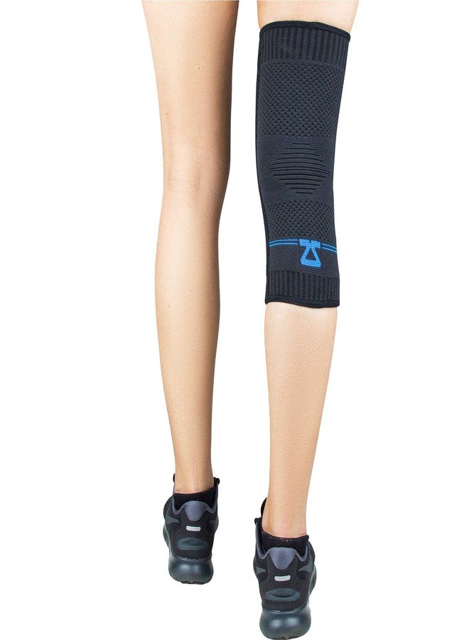 Zensah Elite Knee Compression Sleeve With Patella Gel Pad - Targeted Knee Support For Protection And Pain Relief - Knee Support For Running, Sports, Workout, Gym - Knee Brace (Black, Medium) - Image 2