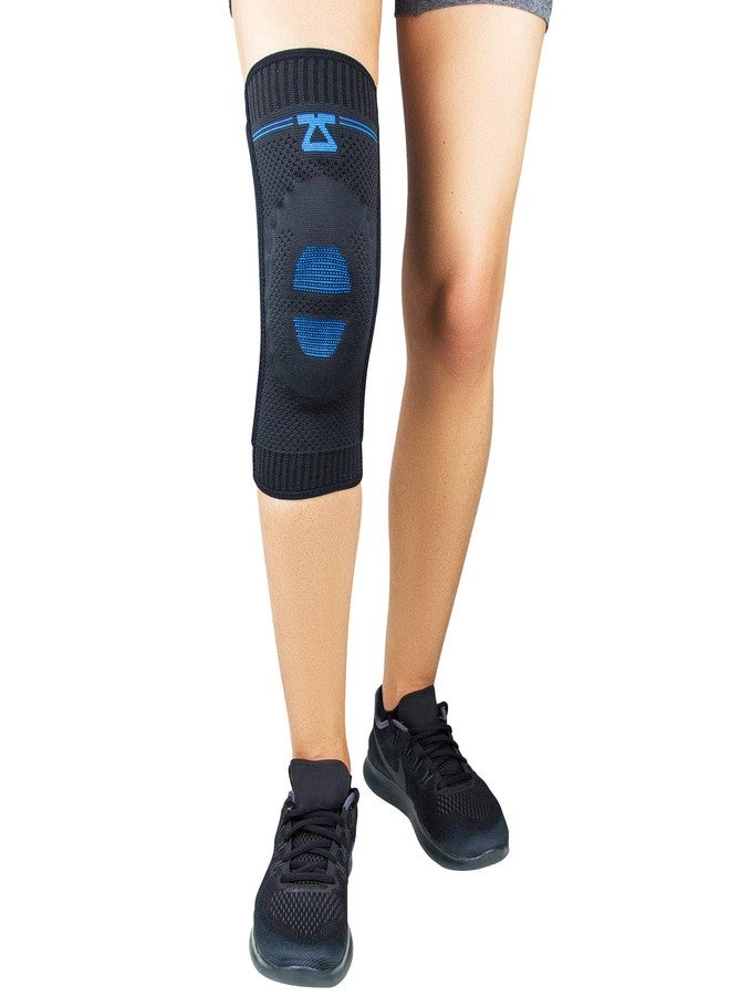 Zensah Elite Knee Compression Sleeve With Patella Gel Pad - Targeted Knee Support For Protection And Pain Relief - Knee Support For Running, Sports, Workout, Gym - Knee Brace (Black, Medium) - Image 1