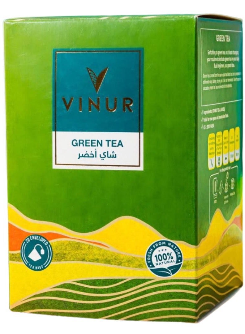 VINUR VINUR Organic Green Tea – 20 Pyramidal Tea Bags - Image 1