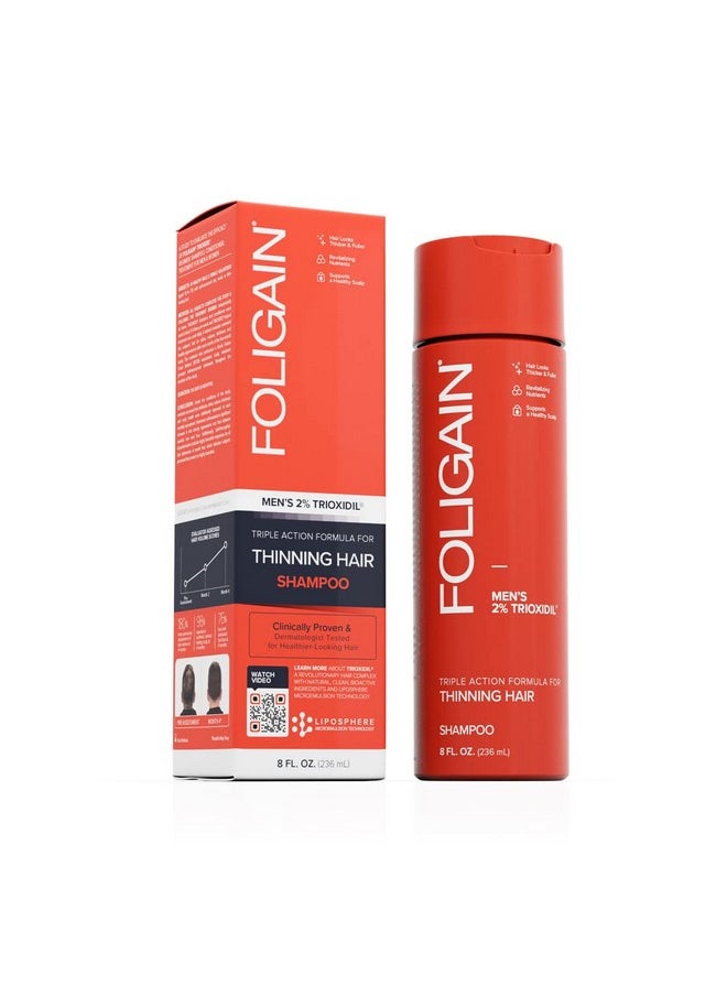 FOLIGAIN Foligain Triple Action Shampoo For Thinning Hair, Men’s Volumizing Shampoo, with 2% Trioxidil 8 Fl. Oz.  - Image 1