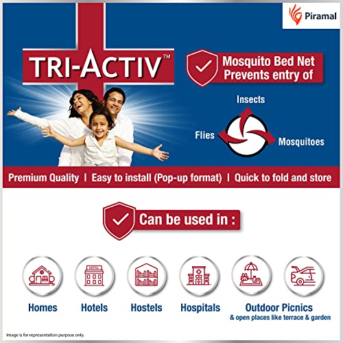 Tri-Activ Mosquito Net for Double Bed I King-Size Premium Machardani by Piramal I 30 GSM I Strong and Durable I Pop-up Format I Foldable I Corrosion Resistant, Blue - Image 5