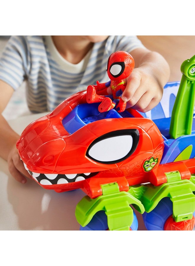 Spidey and his Amazing Friends Marvel Dino-Webs Crawler Toy Car Playset, Spider-Man & Goblin Raptor 4-Inch Action Figures, Kids Ages 3 & Up - Image 4
