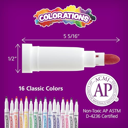 Colorations Washable Markers, Set of 256, 16 Colors, Non-Toxic, Bulk Art Supplies for Kids, Classroom Kit, Coloring Classroom Pack, Crafting Materials - Image 2