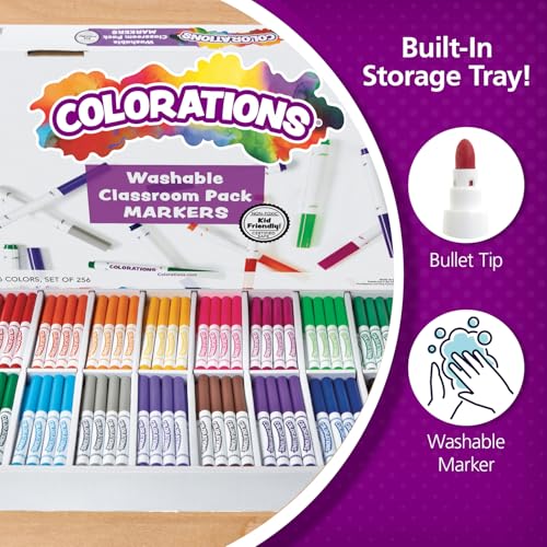Colorations Washable Markers, Set of 256, 16 Colors, Non-Toxic, Bulk Art Supplies for Kids, Classroom Kit, Coloring Classroom Pack, Crafting Materials - Image 3