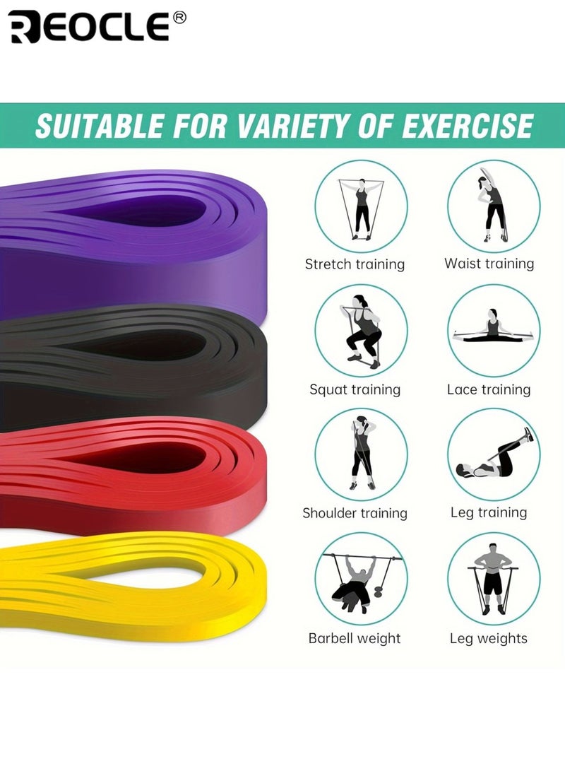 ريوكل ٤ أربطة تمرين مطاط طبيعي قابلة للتكديس مع حقيبة تخزين أربطة مقاومة غير قابلة للانزلاق حزام مساعدة للسحب أداة تمرين متعددة الاستخدامات مناسبة للصالة الرياضية المنزل الاستخدام الخارجي - Image 2