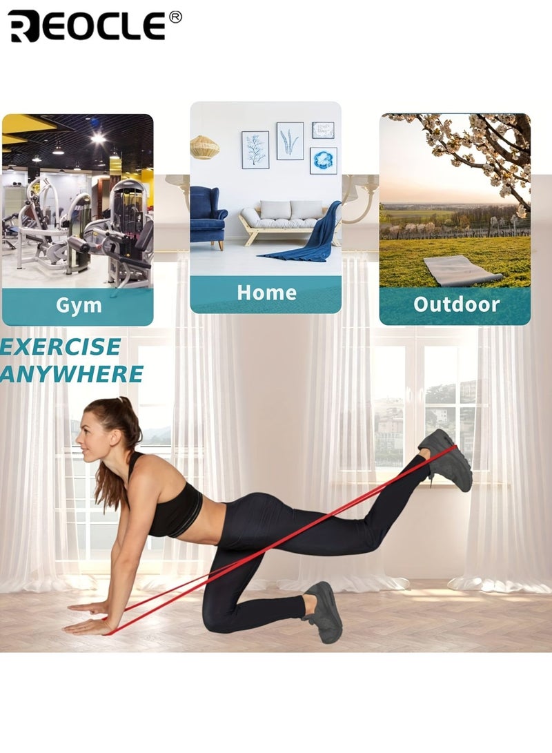 ريوكل ٤ أربطة تمرين مطاط طبيعي قابلة للتكديس مع حقيبة تخزين أربطة مقاومة غير قابلة للانزلاق حزام مساعدة للسحب أداة تمرين متعددة الاستخدامات مناسبة للصالة الرياضية المنزل الاستخدام الخارجي - Image 4