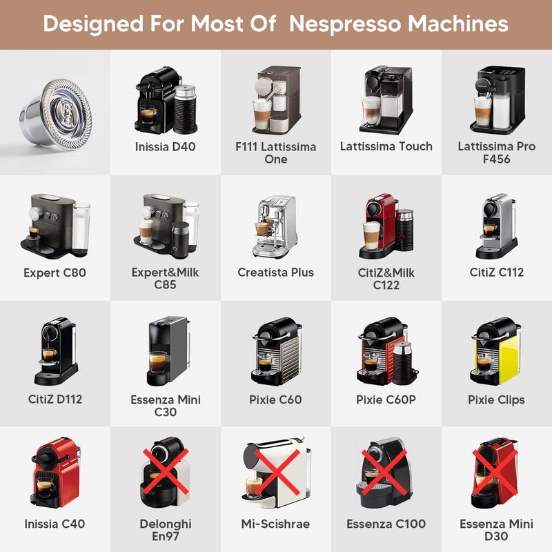 RECAFIMIL Stainless Steel Refillable Coffee Espresso Capsules, Reusable Coffee Pods Compatible with Ne-spresso Original Line Brewers New Generation (Capsules + Tamper) - Image 2
