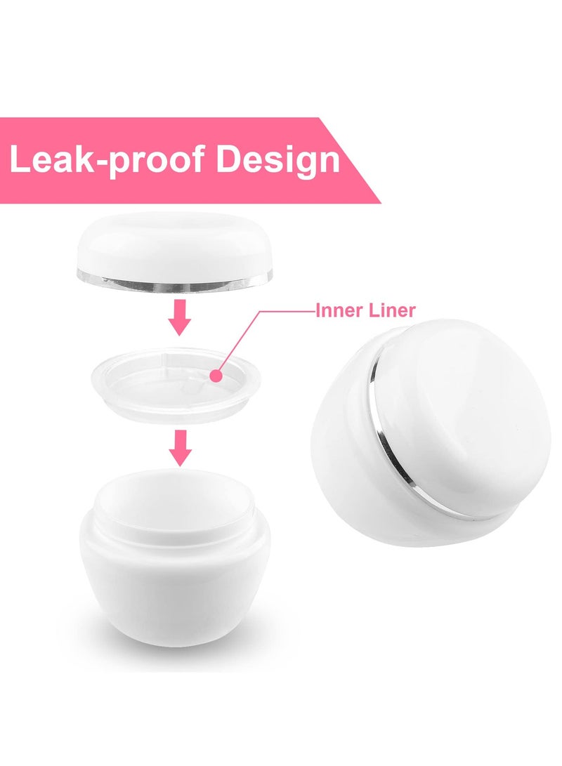 Cosmetic Sample Jars, Refillable 50ml/50g White Plastic Refillable Travel Pot Containers with Silver Dome Lids and Inner Liners for Makeup Creams Beauty Nails Jewelry 8Pcs - Image 2