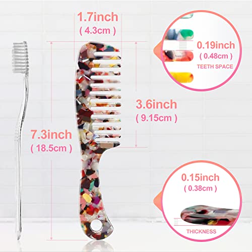 LADYAMZ Large Wide Tooth Hair Comb,[Tortoise Shell] Cellulose Acetate Round Tooth Comb for Straight/Curly Hair,Short/Long Hair Women Men or Kids,Easy Detangling Wet or Dry,Anti-static (Multi-colored) - Image 2