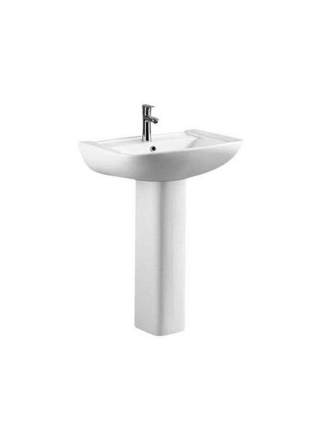 DANUBE HOME Milano Wash Basin Full Pedestal Ceramic Full Pedestal Wash Basin Sink For Bathroom Commercial Lavatories 430 610X475X850Mm White - Made In China - Image 1