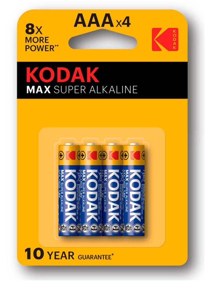 Kodak KODAK | AAA Batteries | Triple A | Disposable Household Alkaline | 1.5V | 4 Pack  - Image 1