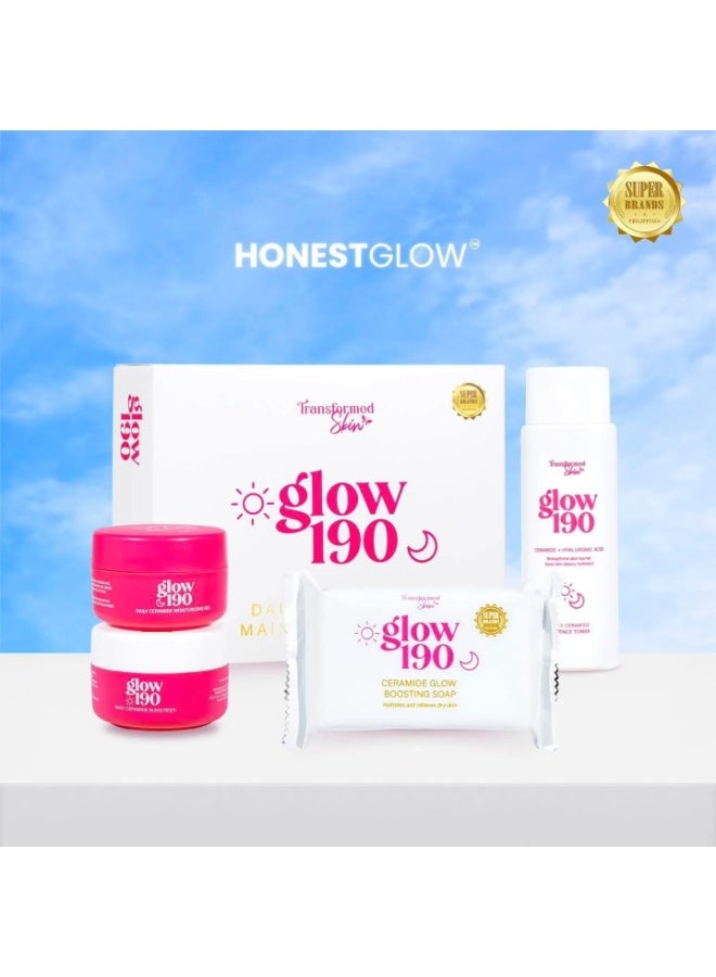 Transformed Skin Honest Glow Glow 190 Ceramide Daily Skincare Set With Moisturizing Gel, Sunscreen, Essence Toner And Glow Boosting Soap For Hydrated, Smooth, Radiant And Healthy Looking Skin - Image 1