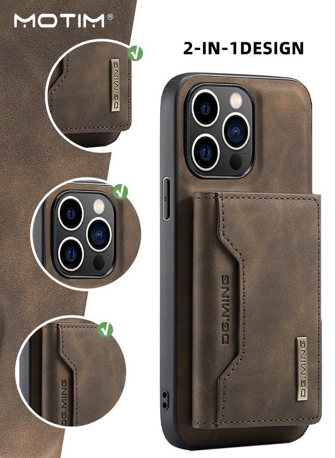 موتيم اي فون 15 برو محفظة القضية قسط الجلود الصف العسكري صدمة دليل على دعم الهاتف المحمول القضية ، مع المغناطيسي انفصال المحفظة كليب جيب قابلة للطي 3 ، 6.1 بوصة - Image 3
