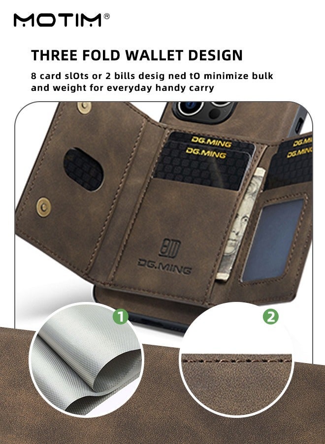 موتيم اي فون 15 برو محفظة القضية قسط الجلود الصف العسكري صدمة دليل على دعم الهاتف المحمول القضية ، مع المغناطيسي انفصال المحفظة كليب جيب قابلة للطي 3 ، 6.1 بوصة - Image 4