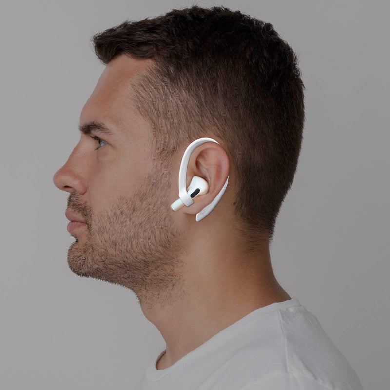 ICARERSPACE 2 Pairs AirPods Ear Hooks for AirPods Pro 2, AirPods Pro, AirPods 4, 3, 2 & 1, Upgraded Anti Slip Sports Clip Hooks for AirPods 1, 2, 3, 4,Pro, Pro 2 â€“ White - Image 2