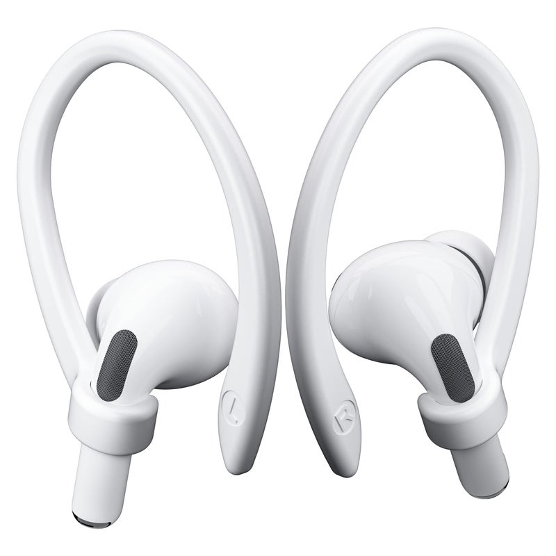 ICARERSPACE 2 Pairs AirPods Ear Hooks for AirPods Pro 2, AirPods Pro, AirPods 4, 3, 2 & 1, Upgraded Anti Slip Sports Clip Hooks for AirPods 1, 2, 3, 4,Pro, Pro 2 â€“ White - Image 1