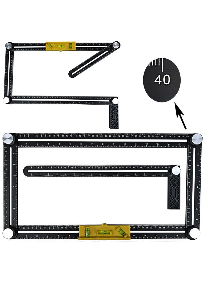 ABS Multifunctional Folding Ruler Plastic Movable Four-fold Ruler Stainless Steel Ruler Aluminum Alloy 4-fold Four-side Ruler Angle Ruler-Model:Second Generation Ruler Opp Packing Bag - Image 5