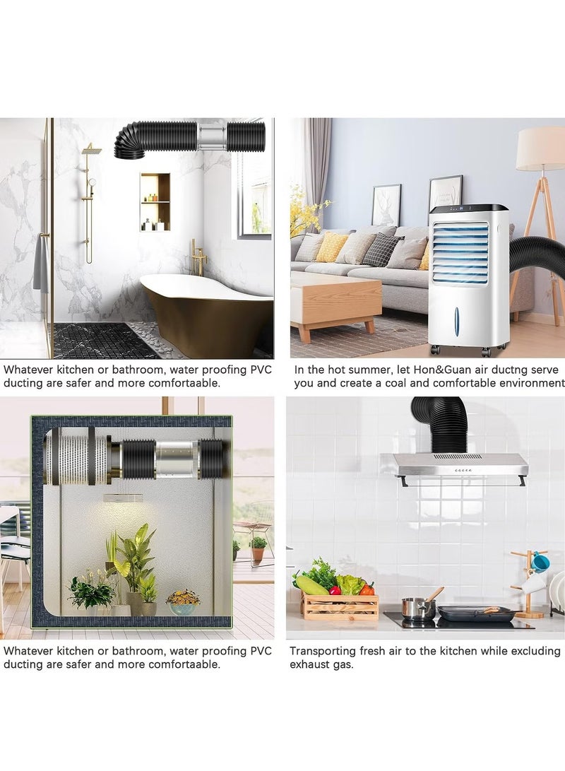 إيليلي خرطوم تنفيس مجفف الملابس المرن، 4 بوصات، 9.8 قدم، معزول برقائق معدنية مرنة، خرطوم تنفيس مجفف الملابس لنظام التدفئة والتهوية والتبريد والتهوية والعادم مع مشبكين (أسود، 10 سم، 3 أمتار) - Image 5