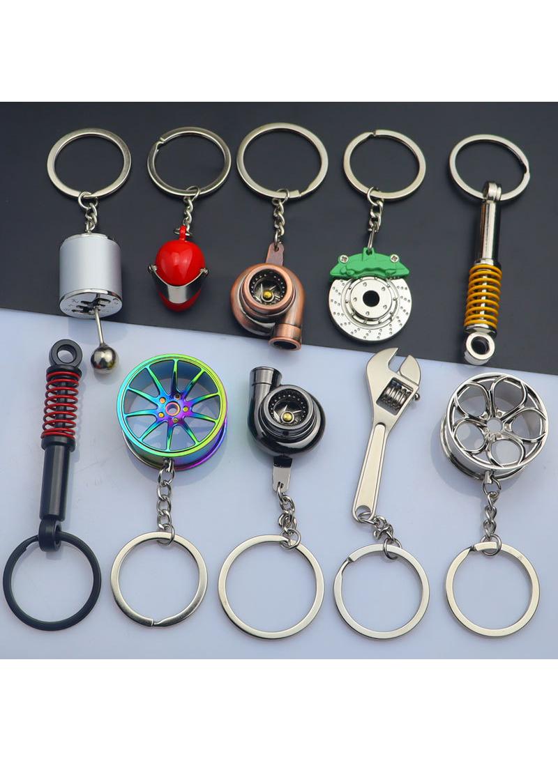 general 10-Piece Zinc Alloy 3D Car Parts Model  Keychain Set - Image 1
