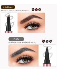 QIC 4 Tip Eyebrow Pen Smudge Proof Eyebrow Pencil with 4 Tip Microblade Eyebrow Pen Long Lasting 4 Tip Claws Liquid Waterproof Eyebrow Pencil Natural Eyebrow Pencil Dark Coffee 02  - Image 4