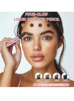 QIC 4 Tip Eyebrow Pen Smudge Proof Eyebrow Pencil with 4 Tip Microblade Eyebrow Pen Long Lasting 4 Tip Claws Liquid Waterproof Eyebrow Pencil Natural Eyebrow Pencil Dark Coffee 02  - Image 3