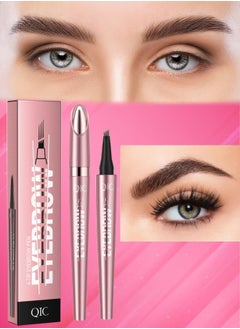 QIC 4 Tip Eyebrow Pen Smudge Proof Eyebrow Pencil with 4 Tip Microblade Eyebrow Pen Long Lasting 4 Tip Claws Liquid Waterproof Eyebrow Pencil Natural Eyebrow Pencil Dark Coffee 02  - Image 1