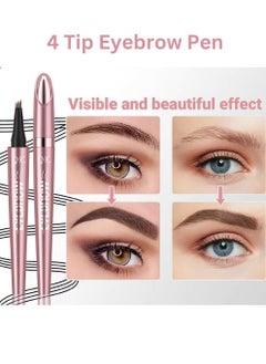 QIC 4 Tip Eyebrow Pen Smudge Proof Eyebrow Pencil with 4 Tip Microblade Eyebrow Pen Long Lasting 4 Tip Claws Liquid Waterproof Eyebrow Pencil Natural Eyebrow Pencil Dark Coffee 02  - Image 2