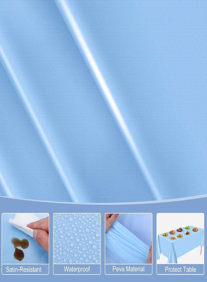 NatNarr 3 Pack Plastic Light Blue Tablecloth, 54 X 108Inch Disposable Baby Blue Scalloped Edge Tablecoth for Rectangle Table Waterproof Light Blue Table Cover for Wedding Birthday Baby Shower Decor - Image 3