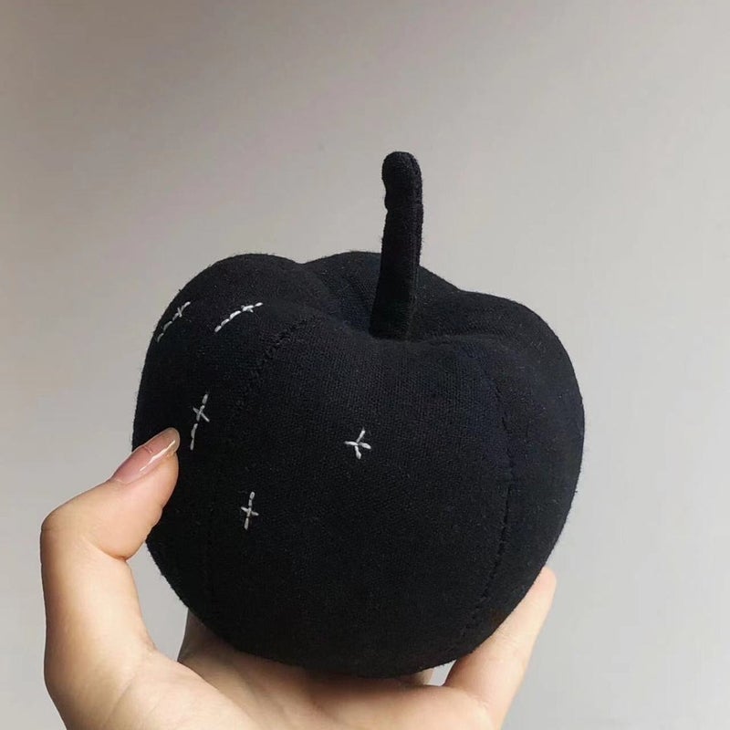 Black Apple Plush Key Ring Bag Charm - Image 4