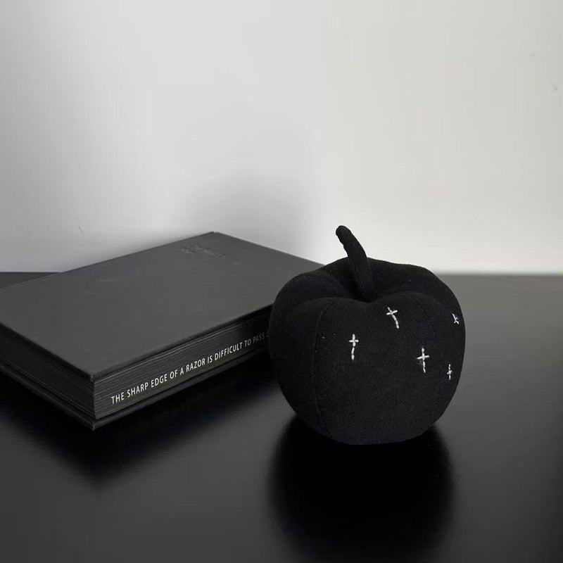 Black Apple Plush Key Ring Bag Charm - Image 5