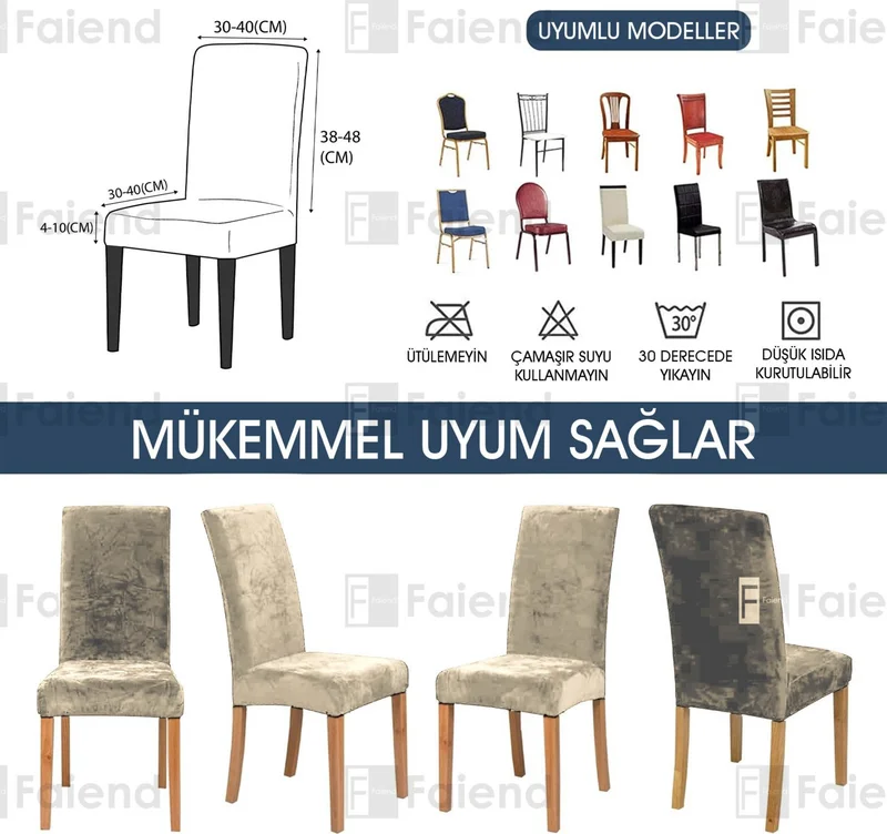 Faiend Elastic Velvet Chair Cover Kitchen Chair Cover Washable Chair Protector (1-piece) Milky