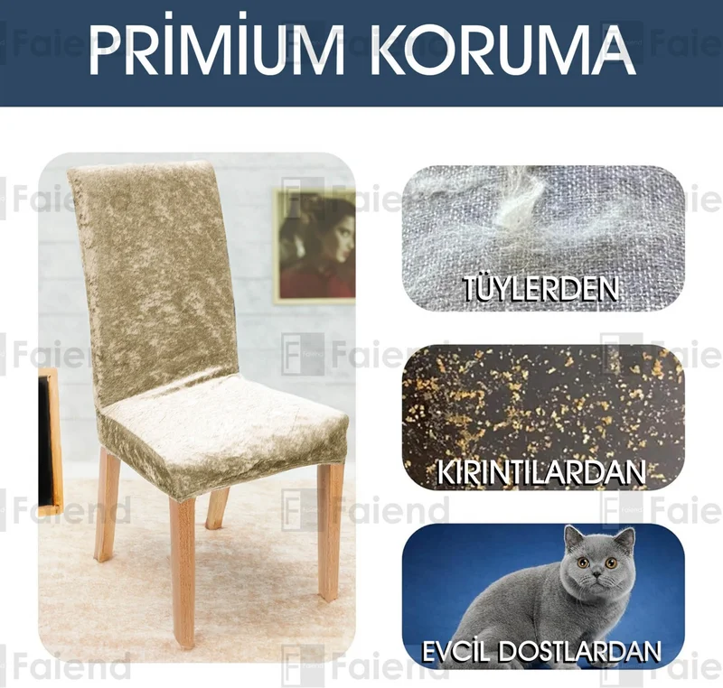 Faiend Elastic Velvet Chair Cover Kitchen Chair Cover Washable Chair Protector (1-piece) Milky