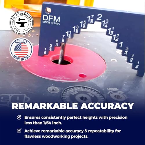 DFM Tool Works Saw Height Gauge - Precision Table Saw and Router Table Tool for Alignment and Calibration - 1/4" Wide Steps in 1/8" Increments & 1/4" Thick for Self Standing - Made in USA - Image 3
