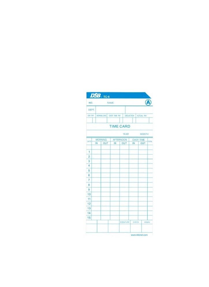 DSB - Time Cards, Monthly Timesheet, Clock Timecard - 100 Pack, 6 Column 2-Sided Orange/Blue, Card for Time Punch Clock, Employee Attendance, Payroll Recorder, Small Business - Image 1