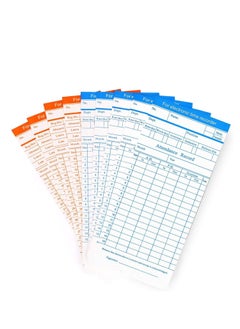 DSB Time Cards, Monthly Timesheet, Clock Timecard - 100 Pack, 6 Column 2-Sided Orange/Blue, Card for Time Punch Clock, Employee Attendance, Payroll Recorder, Small Business  - Image 3