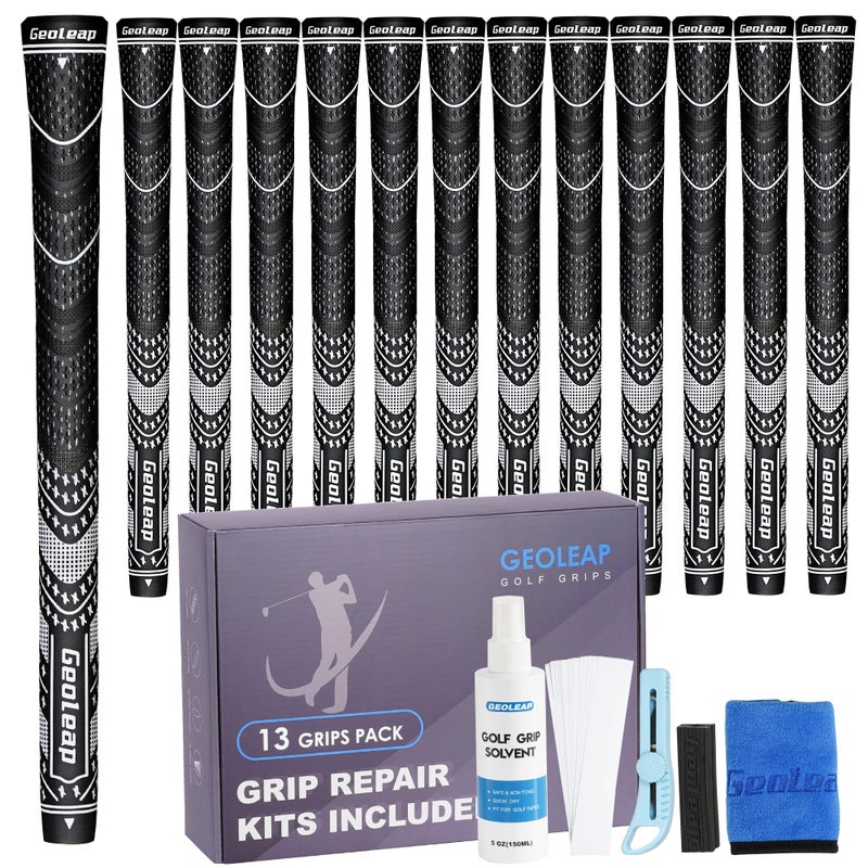 Geoleap Golf Grips Set of 13 Grips with Tapes and Grips with All Repair Kits for ChoiceHybrid Golf Club Grips All Weather Contral High Feedback Traction Golf Grips for Men and Women BlackGrips with All Repair Kits Standard - Image 2
