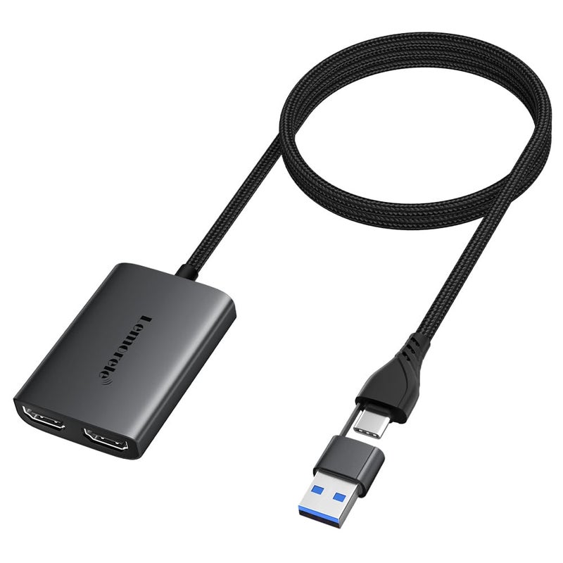 Lemorele محطة إرساء USB C، محول USB إلى HDMI مزدوج 1080P@60Hz، وضع SMT (A+B+C) لنظام MacOS وWindows (لا يدعم Chrome OS وLinux) - Image 1