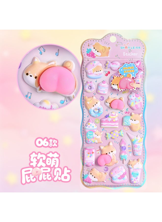 Flash Hot Shimmer Stickers 3d Relief Stickers Solid Children's Cartoon Animal Crystal Phone Case Decorations - Image 1