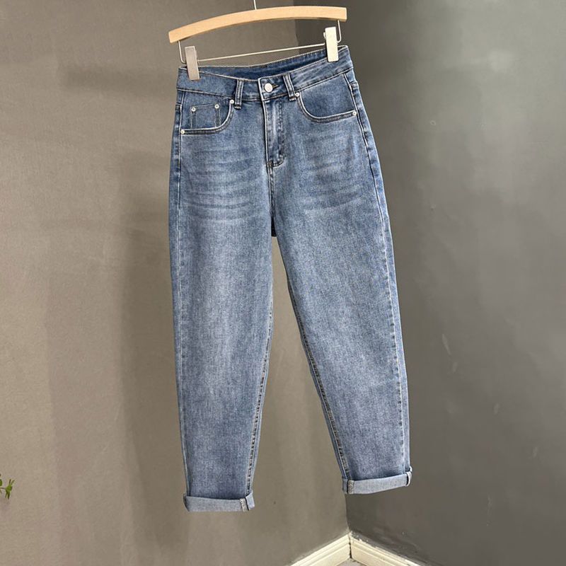 Autumn 2023 New Women'S Jeans Blue Slimming Trendy High-Waisted Stretch Casual Carrot Harem Dad Pants - Image 2